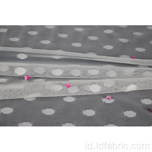 Nylon Spandex Putih Dots Mesh Fabric